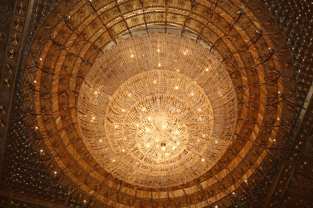 Brown and black round ceiling