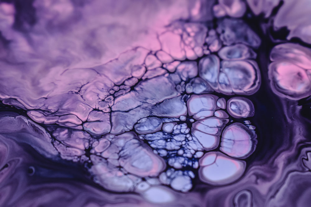 Purple and white abstract painting